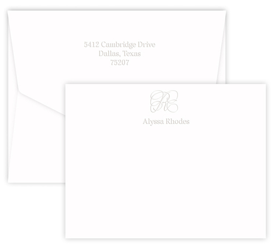 Triple Thick Embossed Capital Flat Note Cards
